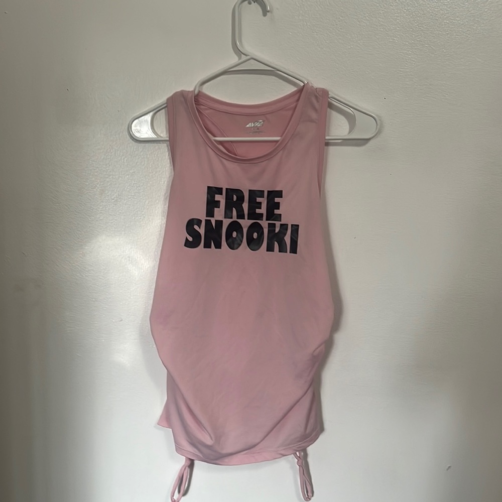 Avia “FREE SNOOKI” pink drawstring tank top